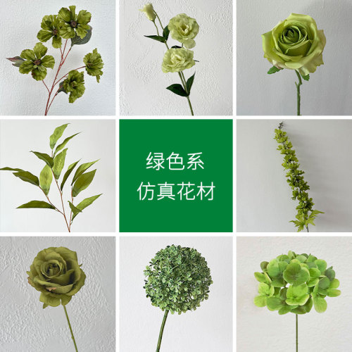 Green simulated flowers, forest wedding hall ceiling, high fake flowers and green plants, background wall flowers, wall paths, flower arrangements