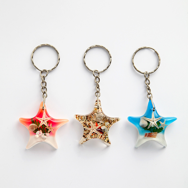 Factory Direct wholesale starfish Ocean series keychain tourism commemorative product keychain