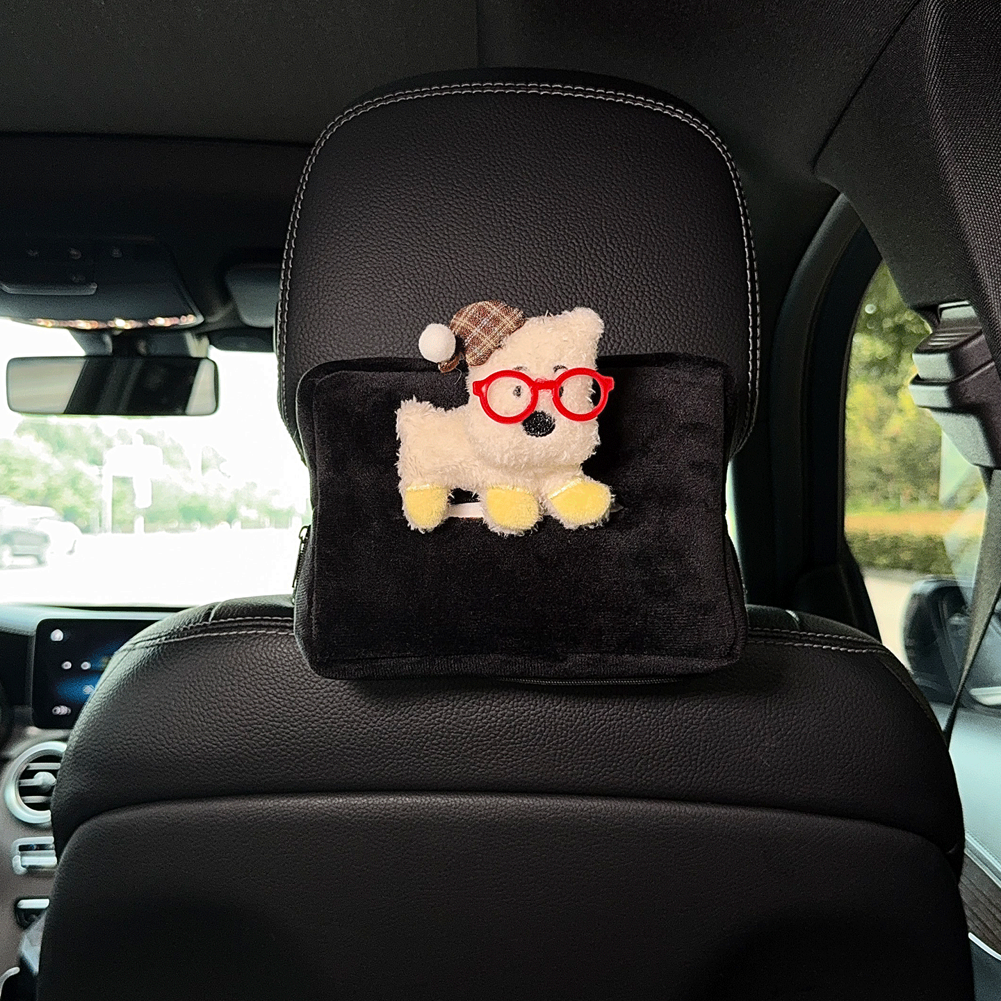 Cute car tissue box, adorable puppy design, hanging tissue holder for car seat back, car tissue cover for women