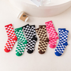 Chic checkered socks casual socks trendy men's and women's street fashion socks
