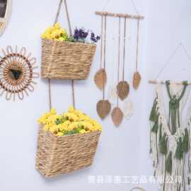 编织水风信子挂篮两层储物篮悬挂编织收纳架壁挂式玄关杂物收纳筐
