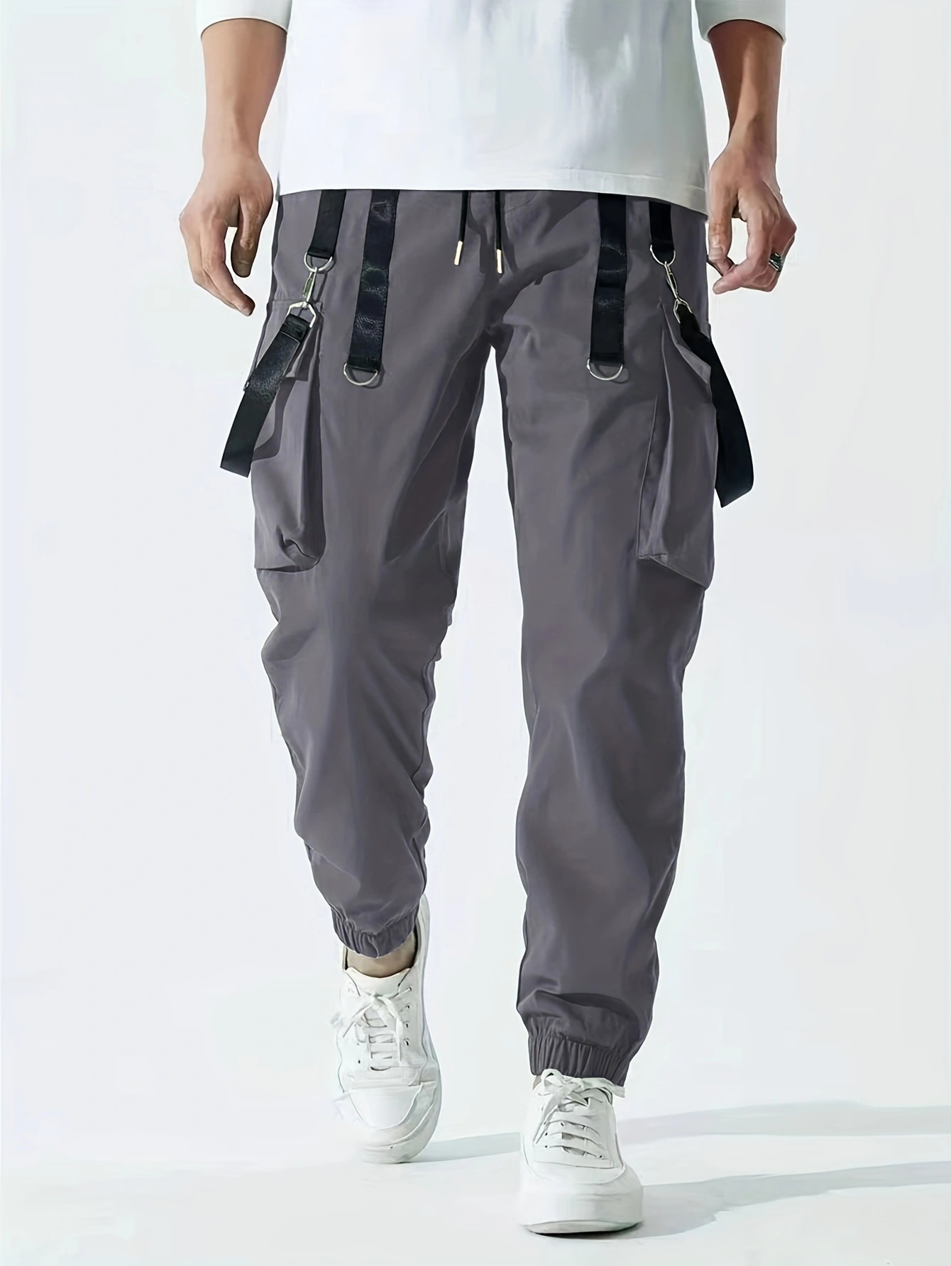 Men's Casual Ribbon Overalls Pants – Drawstring Waist, Loose Fit, Comfortable & Stylish Trousers For Everyday Wear_viptrois.com