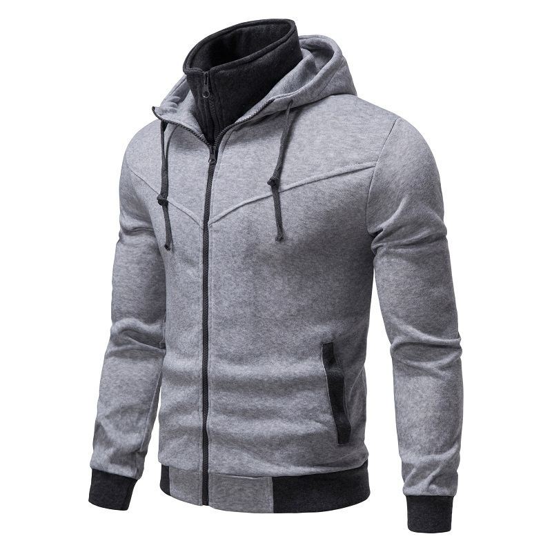 2024 spring clothing new men's fashion casual slim fit contrasting color hooded cardigan hoodie thin jacket_voghion.com