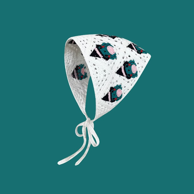Turbante retro francés, bufanda triangular para mujer, diadema, salida de primavera y verano, dulce y lindo, estilo artístico de ganchillo hecho a mano, sombrero de Baotou