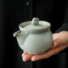 善语 汝窑宝瓶壶开片复古手抓茶壶家用泡茶器可养功夫茶具大容量