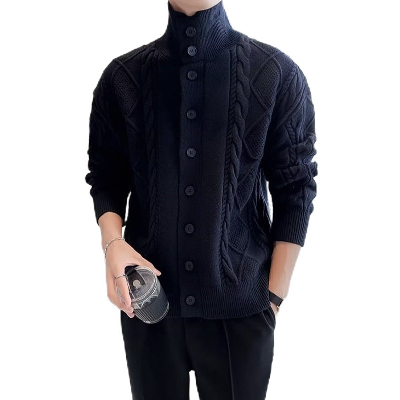 Explosiones transfronterizas de tamaño grande europeo jersey de punto suéter de hombre chaqueta de fijación de ganado chaqueta de invierno fábrica de suéter al por mayor