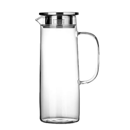 Para la hospitalidad en el hogar, hervidor de agua frío con tapa de bambú, tetera recta con alto contenido de borosilicato, tetera para bebidas frías con jugo, tetera resistente a altas temperaturas