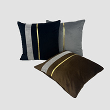 天鹅绒镶钻金条抱枕套现代简约沙发样板间阿拉伯出口靠垫套