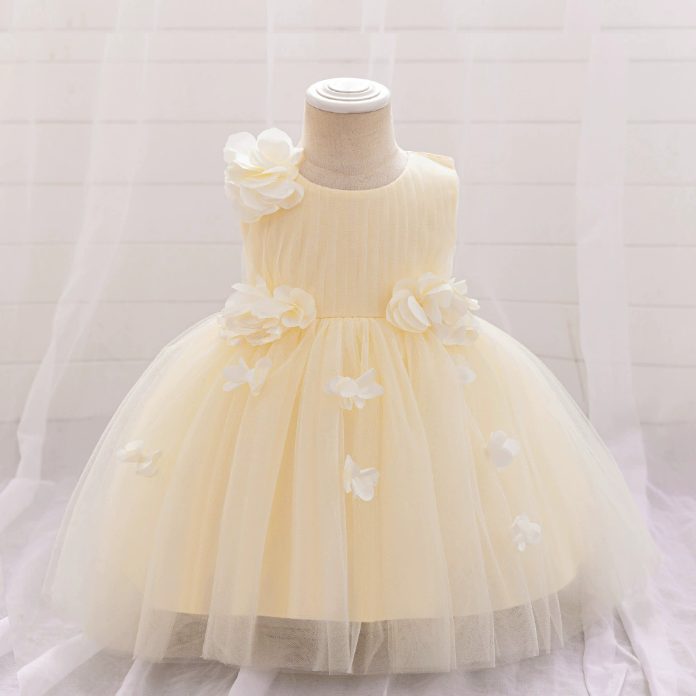 Purple children's three dimensional evening dress sleevless, flowered, tulle