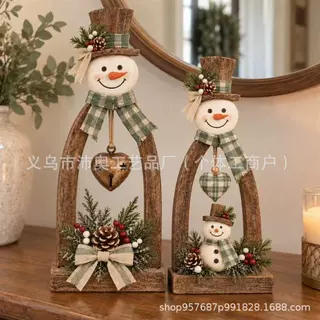 Rustic Vintage Snowman Tabletop Decor Set 雪人桌面装饰套装