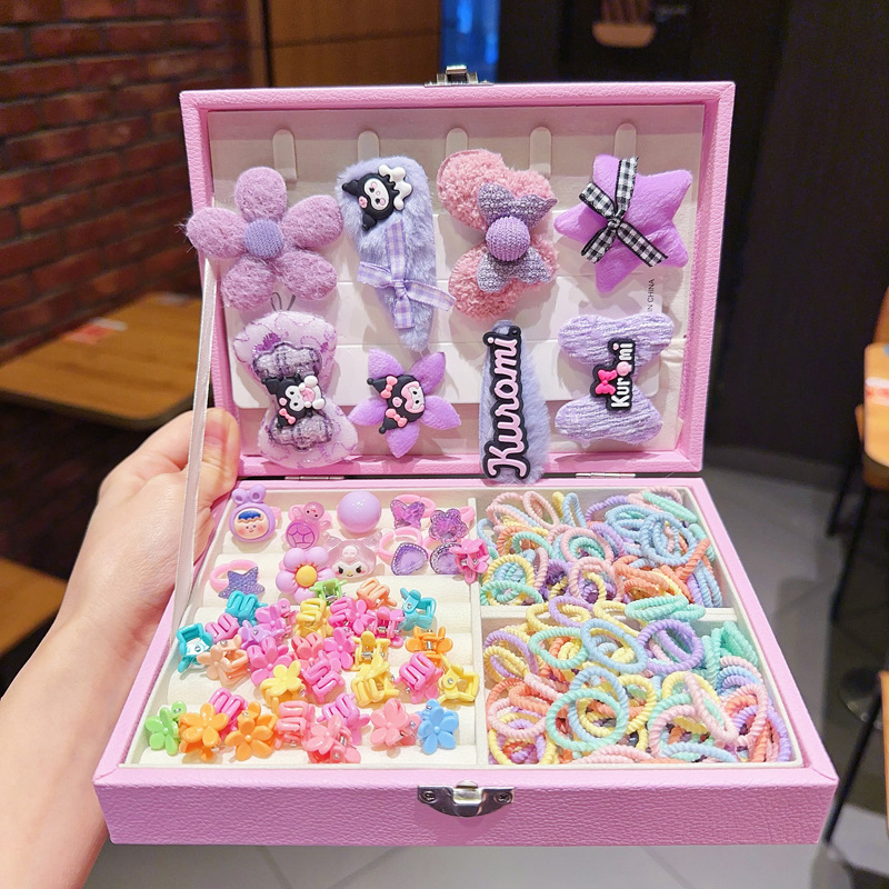 Caja de regalo para niños Jewelry Set linda niña pequeña regalo de cumpleaños princesa cabello cabello cuerda caja de joyería de alta gama