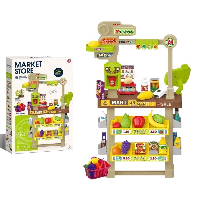 Simulación transfronteriza de supermercado infantil de compras caja registradora juego de juguetes de escaneo casera tarjeta deslizante mesa de supermercado de helados
