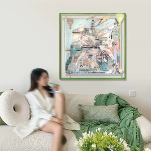 [马之都丝巾装裱挂画现代简约餐厅涂鸦亚克力装饰画亚克力丝巾装裱]