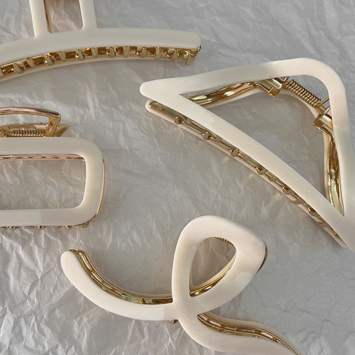Metal claw high-end French gentle cream series back hair bun shark clip with abundant hair volume