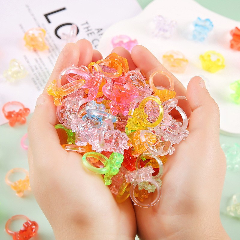 Children's Ring Ring Baby Girl Princess Jewelry Cute Cartoon Gift Toy Crystal Diamond Gemstone Jewelry