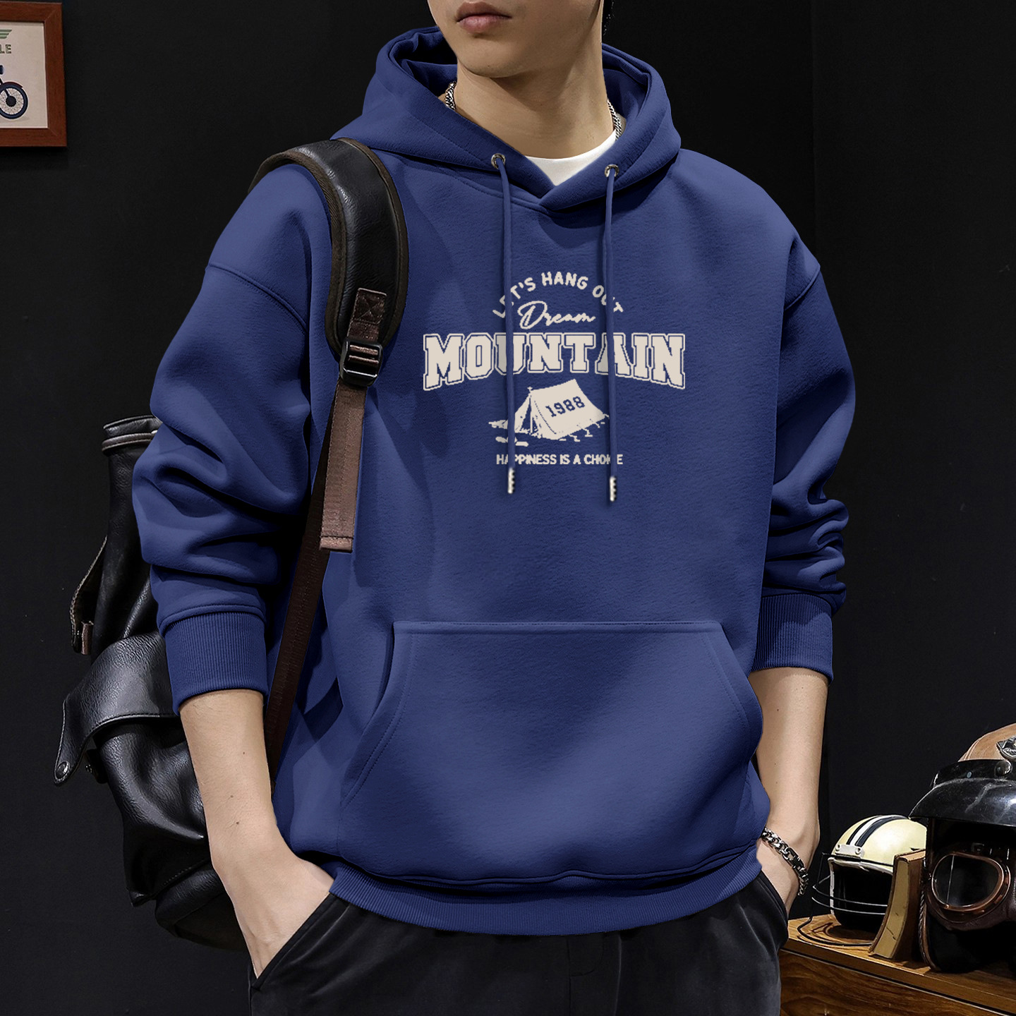 Azul escondido con sudadera con capuz Regular - 2141