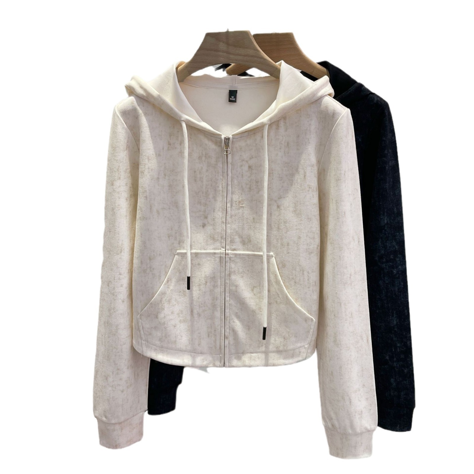 후드 가디건 스웨트 셔츠 여성 지퍼 재킷 2024 새로운 봄과 가을 패션 짧은 한국 스타일 올 매치 탑