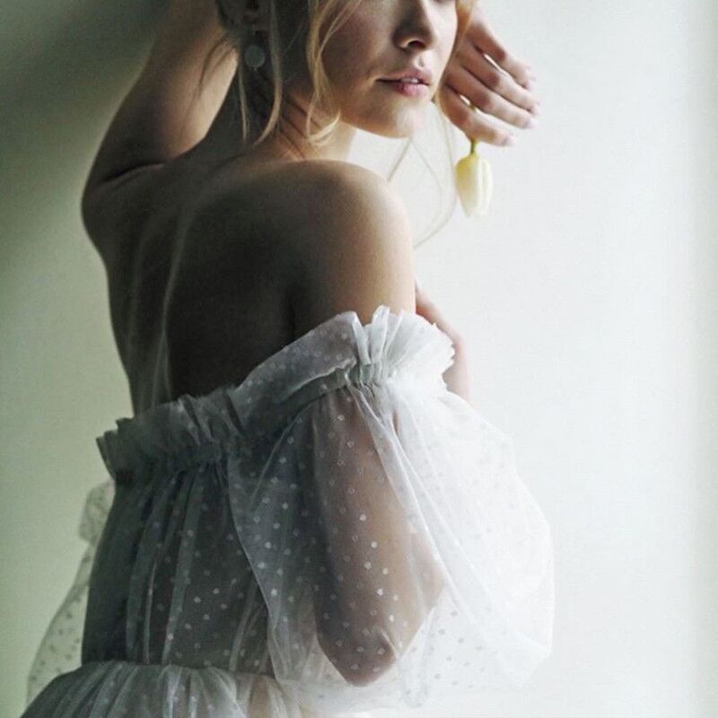 Vestido de Novia Elegante de Encaje con Mangas Abullonadas y Cola Corta de Tul, Estilo Europeo y Americano, para Comercio Exterior en Amazon y AliExpress