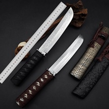 现货大马士革钢户外柴刀花纹钢手工锻打钢刀锋利开路排障直刀防身