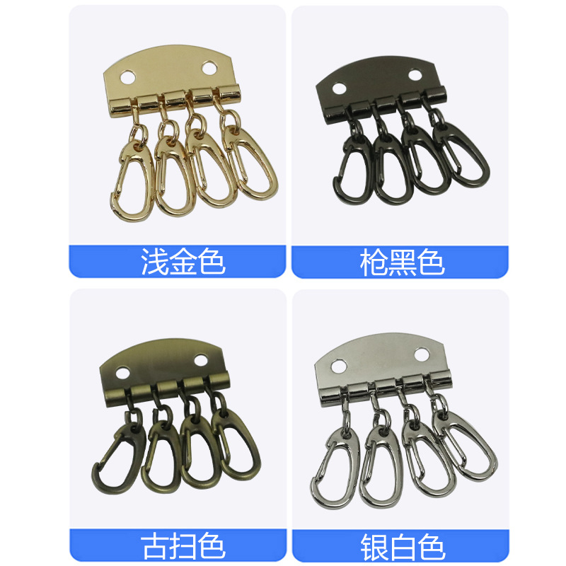 Aleación de zinc de fundición a presión de cuatro dientes clave fila DIY mano de coser clave bolsa de adornos bolsa de cuero accesorios clave de pecho