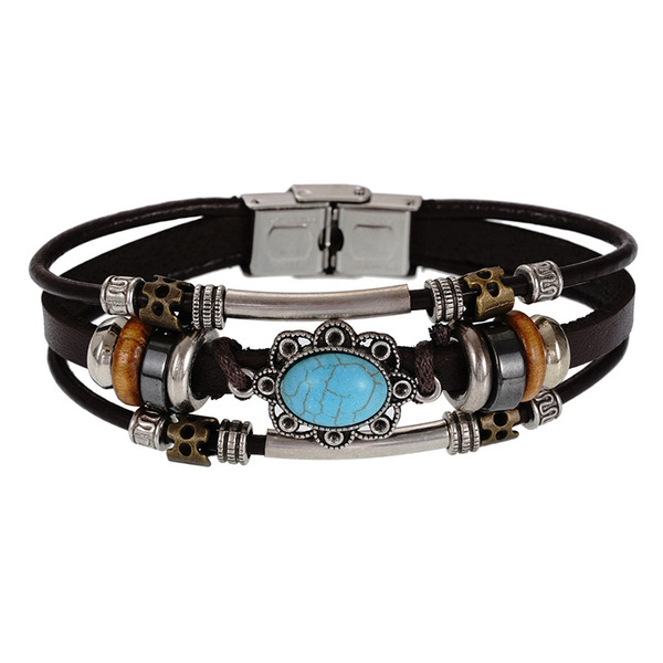 turquoise woven bracelet stainless steel handmade