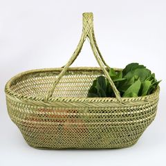 家庭用手作り田舎の野菜買い物かごキッチン大型車載長方形ハンドヘルドバスケット卵と果物の野菜洗濯収納バスケット