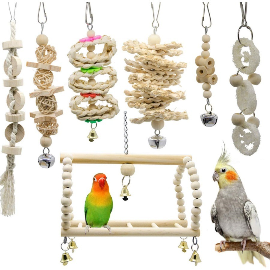 Juegos de juguetes de pájaros explosivos transfronterizos de artículos de pájaros roer y tirar juguetes de pájaros para aliviar el aburrimiento escaleras columnas juguetes de loros image 18
