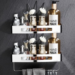 304 stainless steel bathroom storage basket toilet mesh basket storage rack corner wall-mounted drilled double-layer triangular basket