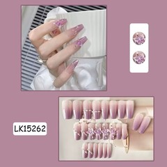 Wearable nail art sticker, detachable nail sticker set, finished purple glitter nail plate, wholesale, looks white, purple charm butterfly