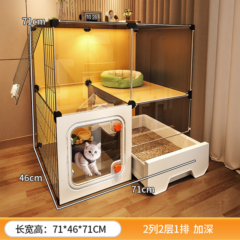 猫ケージ、家庭用屋内猫小屋、猫トイレ一体型、小さなアパート、場所をとらない、1部屋、1リビング、1バスルーム、猫ヴィラ|undefined