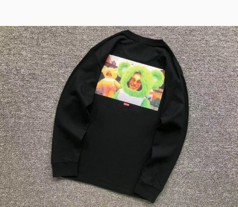 Black crew neck [cotton blend, three-quarter length] / S