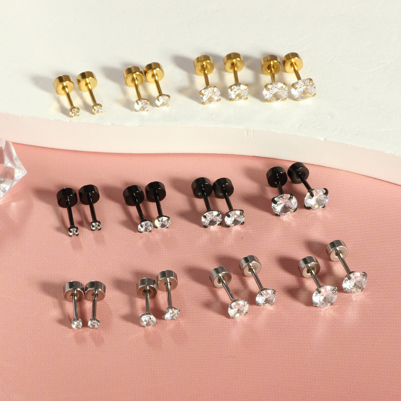 Orecchini piercing in acciaio inossidabile all'ingrosso da 2-5 mm, a quattro punte, in zircone, per naso e labbro, gioielli per le orecchie_voghion.com