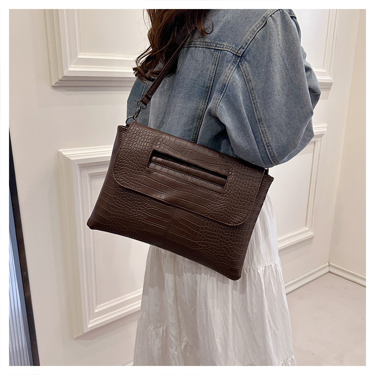 New cross-border foreign trade crocodile pattern strap clutch bag, large-capacity file bag, storage bag, official document bag, crossbody bag undefined