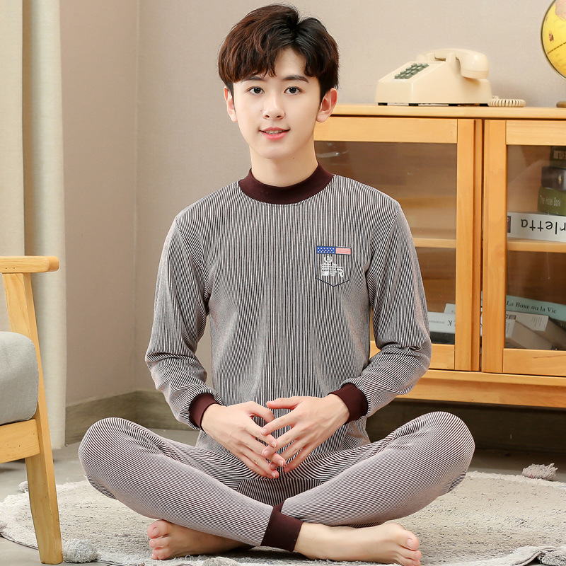 Ropa de otoño para jóvenes pantalones largos traje para niños y niñas niños medianos y grandes suéter de algodón suéter pantalones de algodón traje de ropa interior térmica