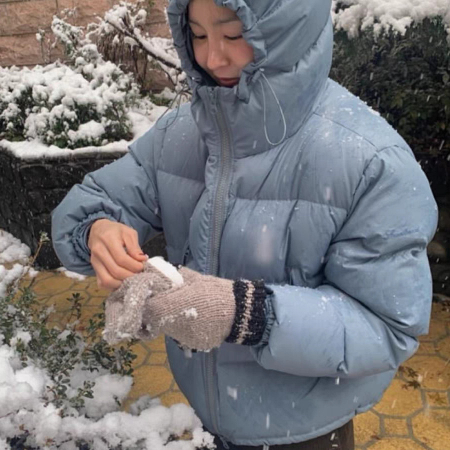 In Stock 2025 Winter New Korean Dongdaemun Smooth*Ood Hooded Zipper 90 Goose down Jacket for Women