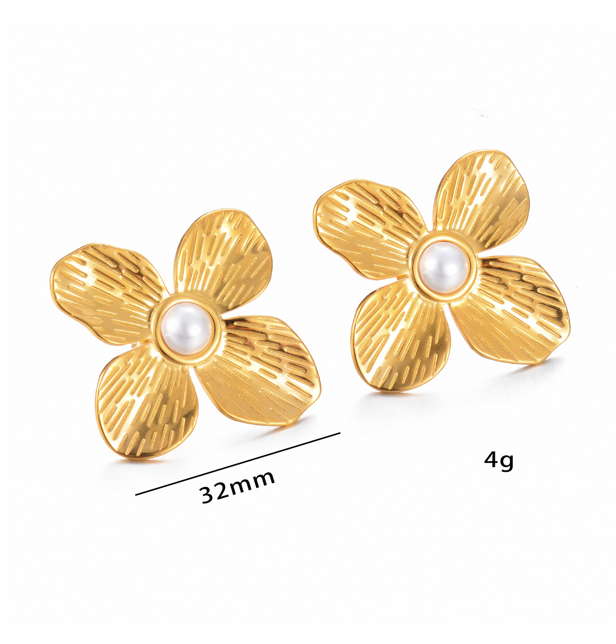 1 Paire Glamour Rétro Fleur Placage Incruster Acier Inoxydable Perles Artificielles Boucles D'oreilles display picture 1