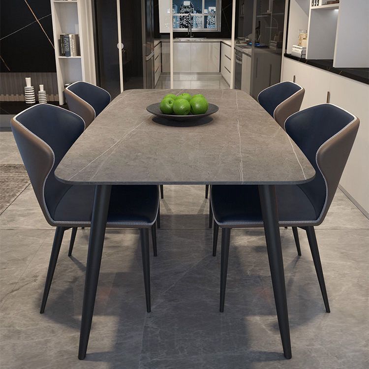 意式岩板餐桌椅组合小户型家用现代简约轻奢亮光面长方形吃饭桌子