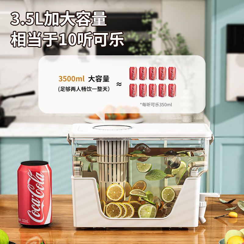 蛇口付き飲料食品収納ボックス大容量ホームリビングルームフルーツレモンティー冷蔵庫コールドケトル収納|undefined