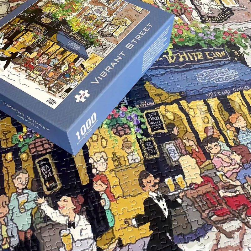 厂家新款丝绒拼图跨境成人500片解压一千块蓝卡文创1000片拼图|undefined