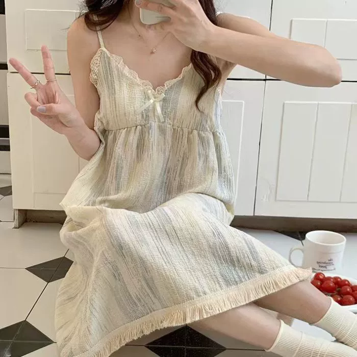 Summer removable breast pads, pijama with tassels, wholesale, lifting effect, floral print