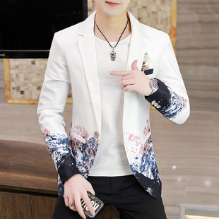 Casual Suit Men's Korean Style Slim-fit Hair Stylist Nightclub Small Suit Single Western Top Non-mainstream Gradient Jacket Trend