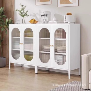 Cream Style Iron Sideboard Household Living Room Tea Cabinet Simple Wine Cabinet Multifunctional Kitchen Cabinet Storage Cabinet
