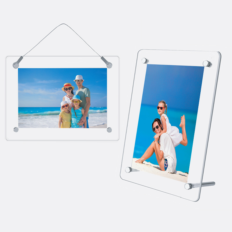 Spot Cross-Border Acrylic Photo Frame Transparent Frameless Desktop Photo Bracket Wall-Mounted Photo Frame 4x6inch