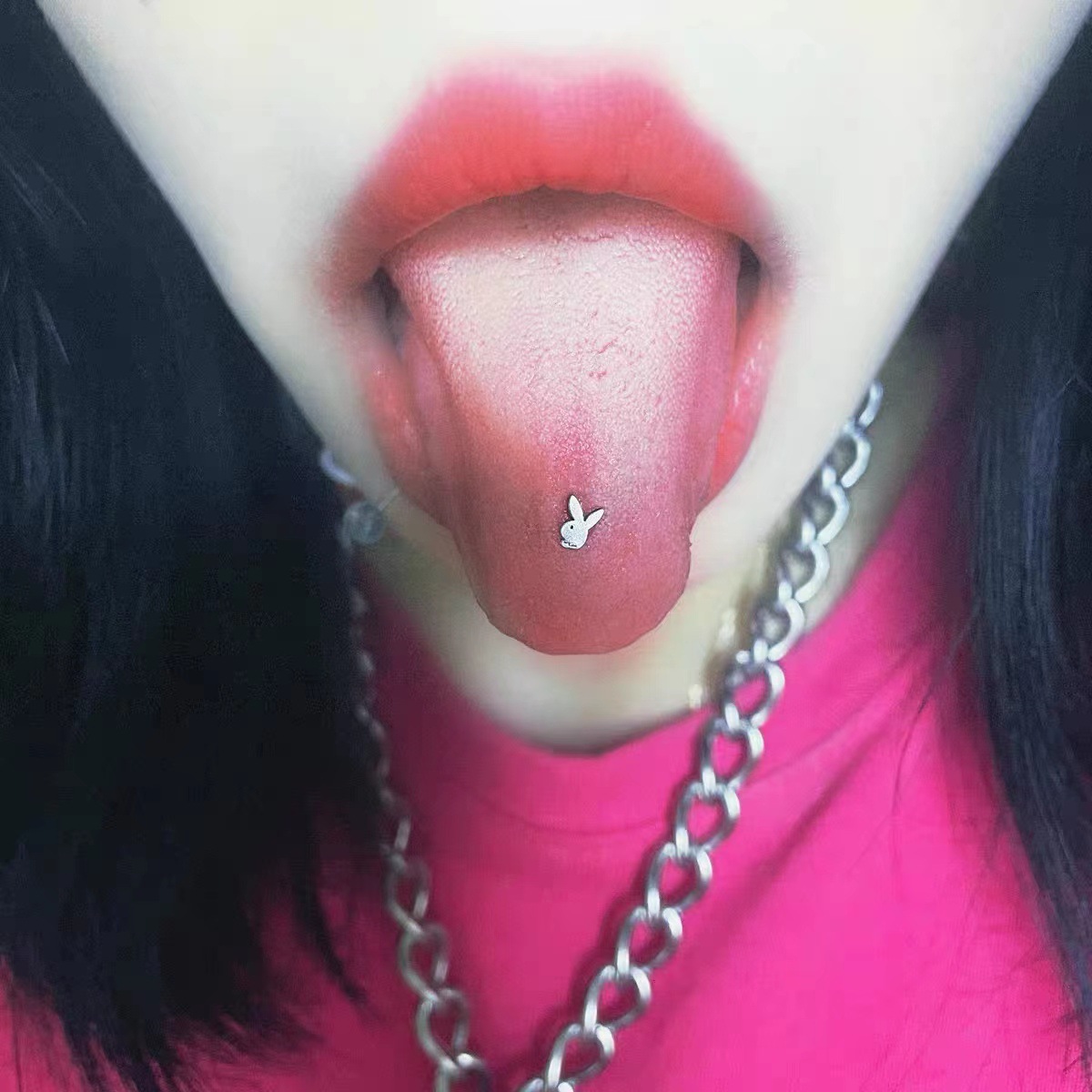 Labret stud lip piercing jewelry styling detail