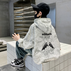 Children's unisex hooded sweatshirt, spring 2024 new, cartoon print base shirt for middle and large children, suitable for spring and autumn wear