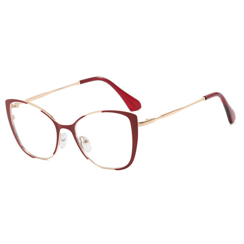 Retro cat-eye glasses frame anti-blue light  new style plain large frame women's flat mirror ins concave shape glasses frame