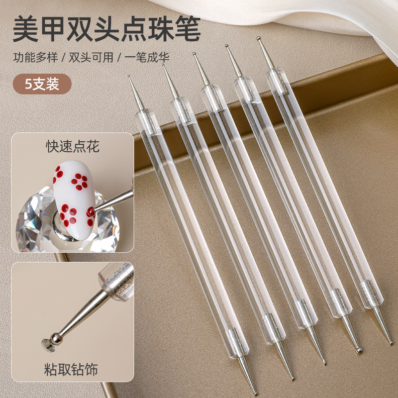 5 Pack Transparent Rod Manicure Double-Ended Dot Pen 2025 New Style Flower Round Wave Dot Pen Shop Manicure Tool 5 Pack Transparent Rod Manicure Double-Ended Dot Pen 2025 New Style Flower Round Wave Dot Pen Shop Manicure Tool