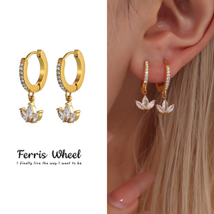 Ħ��݆�M�΢�Ƕ���~���ʯ���h����Ů���P�PVD�18K��ɫ���