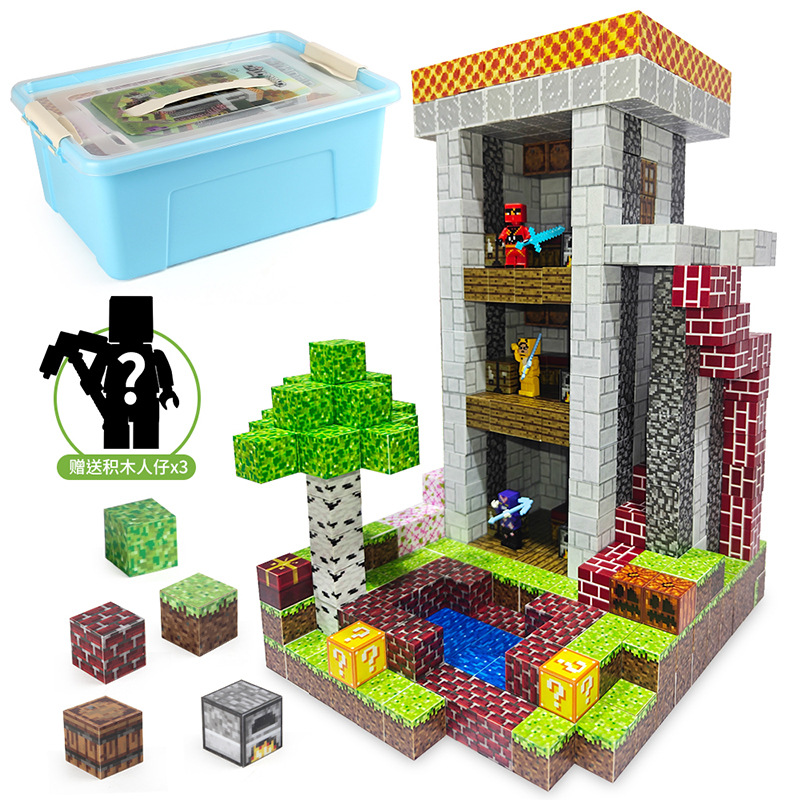 Transfronterizos mini-mundo de bloques de construcción magnéticos mini puzzle de construcción magnética de bloques de construcción magnéticos juguetes de almacenamiento caja