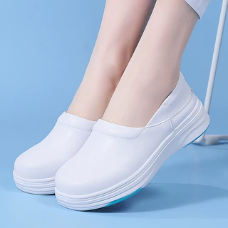 幕思登护士鞋女款秋季纯色百搭圆头白衣天使上班鞋现货一件代发